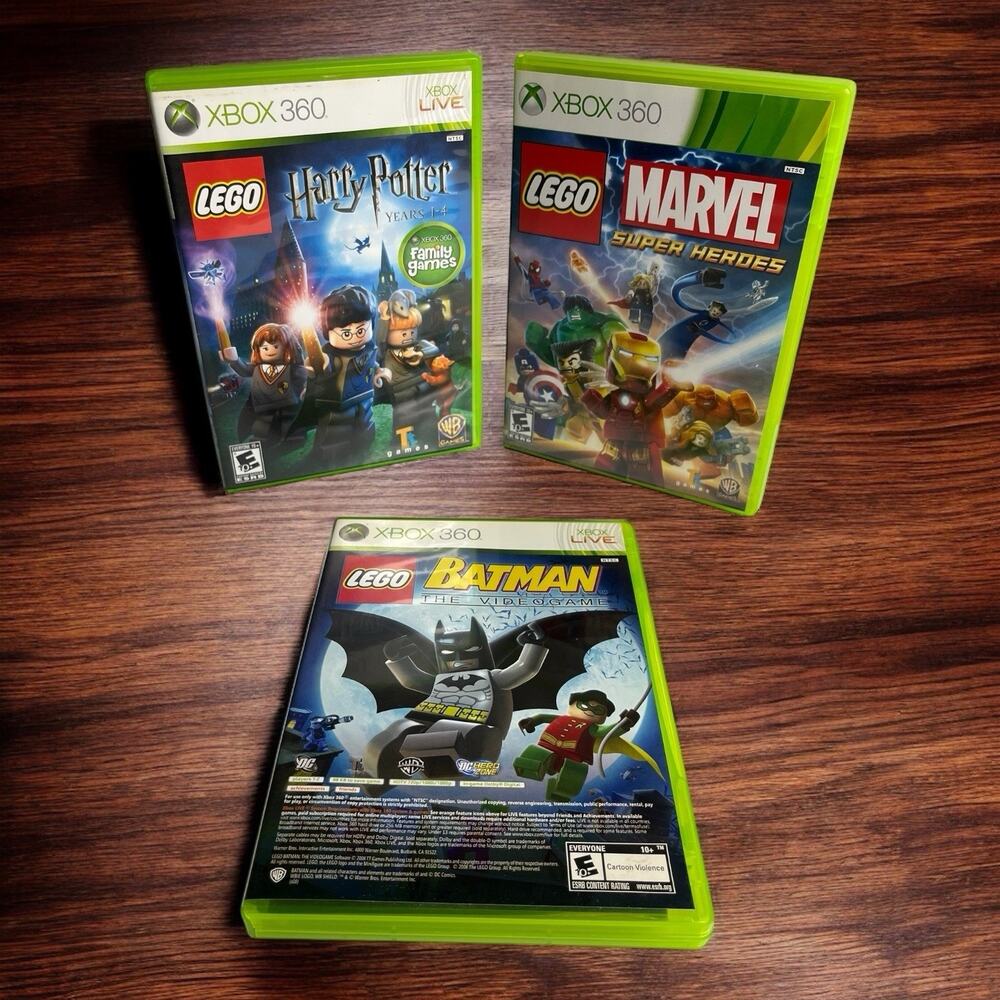 Microsoft Xbox 360 LEGO Marvel‎ Harry Potter Batman Pure Adventure Bundle Lot 3
